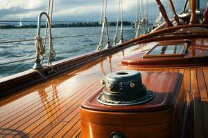 Teak deck on a luxury yacht photo