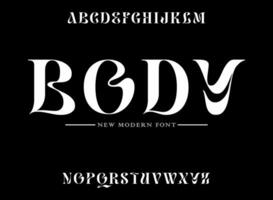 BODY, unique geometric circular display and minimalist style font vector set.