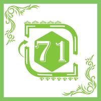 Organic Leaf Design with Number 71 vector