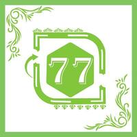 Organic Leaf Design with Number 77 vector