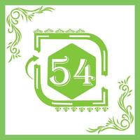 Organic Leaf Design with Number 54 vector