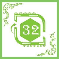 Organic Leaf Design with Number 32 vector
