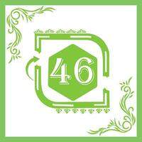 Organic Leaf Design with Number 46 vector