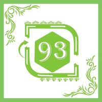 Organic Leaf Design with Number 93 vector