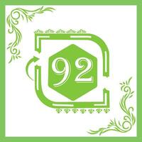 Organic Leaf Design with Number 92 vector