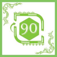 Organic Leaf Design with Number 90 vector