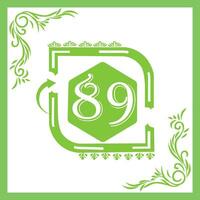 Organic Leaf Design with Number 89 vector