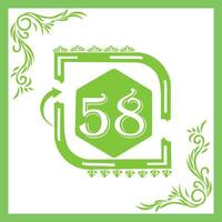 Organic Leaf Design with Number 58 vector