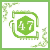 Organic Leaf Design with Number 47 vector