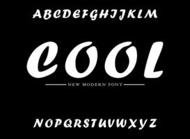 COOL, unique geometric circular display and minimalist style font vector set.