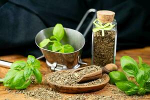 fresh dried basil Ocimum basilicum from our own garden photo