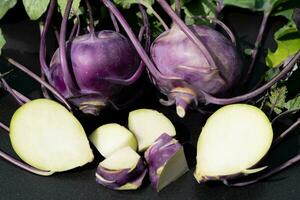 different types of kohlrabi Brassica oleracea from our own garden photo