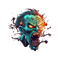 vrij zombie hoofd logo realistisch foto, ai generatief png