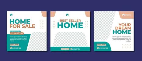 Real estate instagram post template design vector