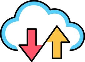 Upload download cloud icon. Arrow up down inside outside database cloud icon. vector