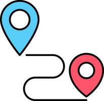 route tracking icon. 2 pins path illustration vector logo.