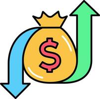 sack money with up down arrow icon. vector