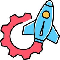 Gear and rocket icon set. Business start up symbol. vector