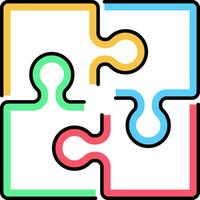 Puzzle pieces icon. Outline vector icon with editable strokes