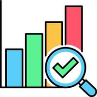 magnifying glass with bar chart icon. Analytic vector. vector