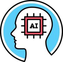 Artificial intelligence head vector technology concept linear icon or symbol