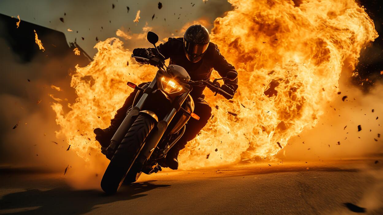 Racing motorcycle in flames. Motorcyclist on a motorcycle in smoke. 27443259 Stock Photo at Vecteezy