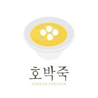 hobakjuk coreano calabaza gachas de avena ilustración logo vector