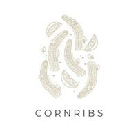 Corn Ribs Simple Line Art Vector Illustration Logo