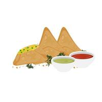 indio bocadillo samosa ilustración logo con delicioso relleno vector