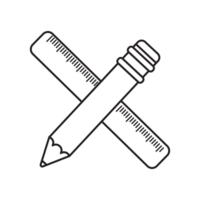 penna och linjal 30 skola ikon uppsättning översikt stil png