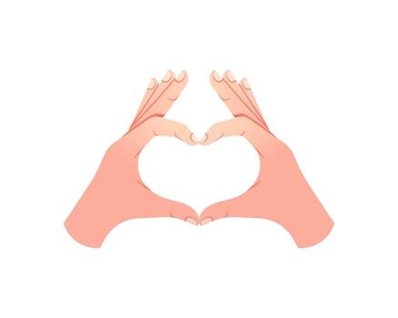 Two hands in the shape of a heart isolated on a white background. vector