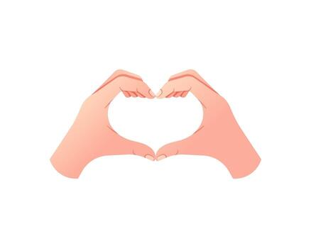 Two hands in the shape of a heart isolated on a white background. vector