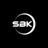 diseño de logotipo de letra sbk con fondo blanco en illustrator. logotipo vectorial, diseños de caligrafía para logotipo, afiche, invitación, etc. vector