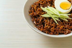 Korean Instant Noodle with Black Bean Sauce or Jajangmyeon or JJajangmyeon photo