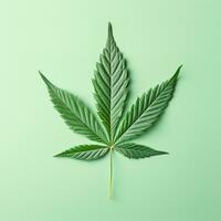 Cannabis leaf on a light background. Generative AI photo