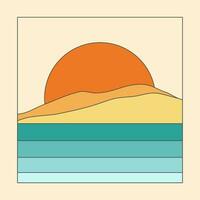 Ocean view minimalist background colorful illustration. vector