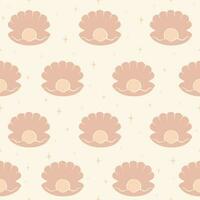 Seamless pattern print with pink pearl shell illustration vector