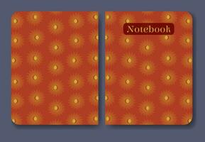 Sun and moon eclipse aesthetic red template notebook cover vector