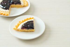 Blueberry Cheese Pie on white plate photo