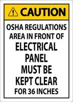 Caution Sign Osha Regulations - Area In Front Of Electrical Panel Must Be Kept Clear For 36 Inches vector