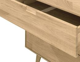 Drawers close view photo, wooden furniture elements background. Furniture details photo