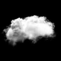 Single white fluffy cloud flying over black background photo