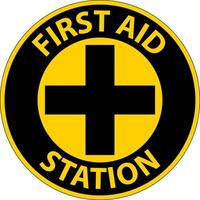 Floor Sign, First Aid Station vector