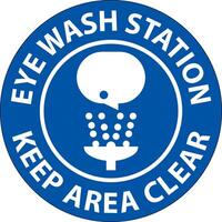 Floor Sign Eye Wash Station - Keep Area Clear vector