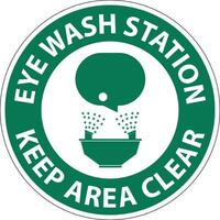 Floor Sign Eye Wash Station - Keep Area Clear vector