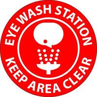 Floor Sign Eye Wash Station - Keep Area Clear vector