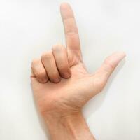 Letter L in American Sign Language ASL for deaf people photo