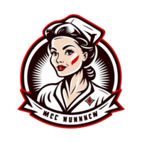 Nurse mascot logo realistic cartoon png photo for free, Ai Generative