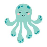 dibujos animados bebé pulpo en aislado blanco antecedentes. personaje de el mar animales para el logo, mascota, diseño. vector ilustración