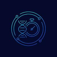 fast dna test icon, genetic testing linear design vector